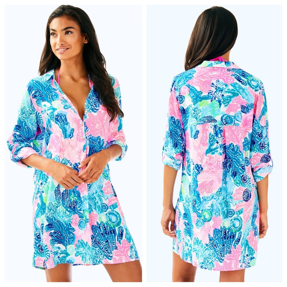 Lilly Pulitzer Lillith Tunic Dress in Multi Boho Batik Size Medium‎
